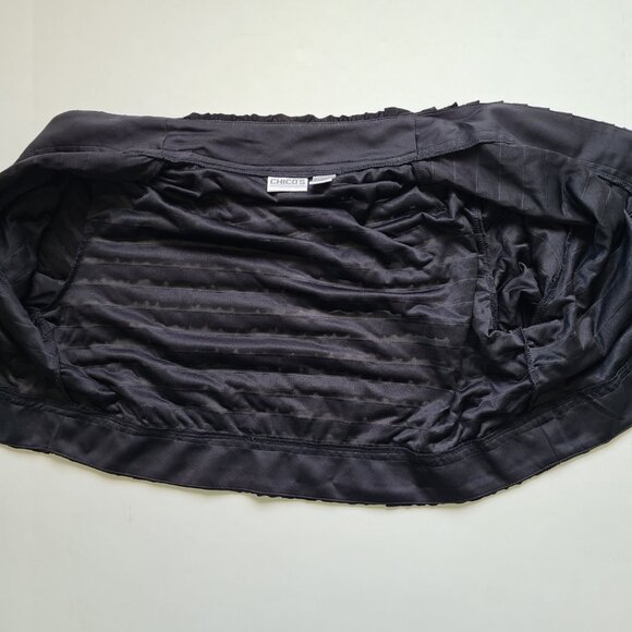 Chico's Open Front Top 3 = XL Black Ruffles Topper Bolero Shrug Witchcore Sheer - Picture 5 of 9
